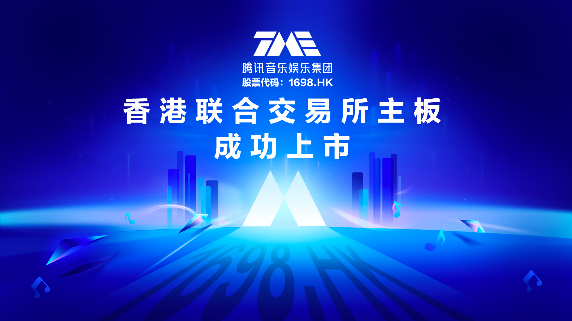 騰訊音樂娛樂集團今日成功於香港聯合交易所主板上市